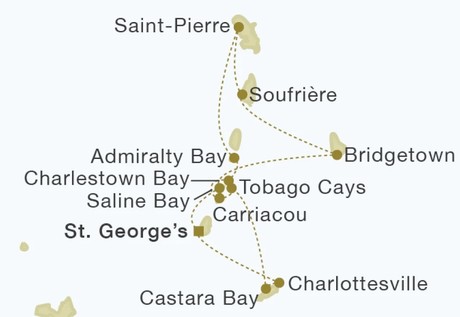 Map for Grenada Roundtrip 11 Nights Caribbean Cruise