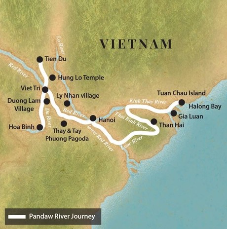 Map for Halong Bay and the Red River (Upstream)