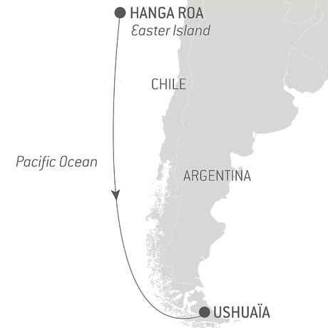 Map for Ocean Voyage: Hanga Roa - Ushuaia 10 Days in Luxury