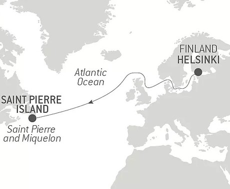 Map for Ocean Voyage: Helsinki - Saint-Pierre and Miquelon 12 Days in Luxury