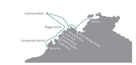Map for Kimberley Explorer: Expedition Cruising Australia's Iconic Kimberley Coast