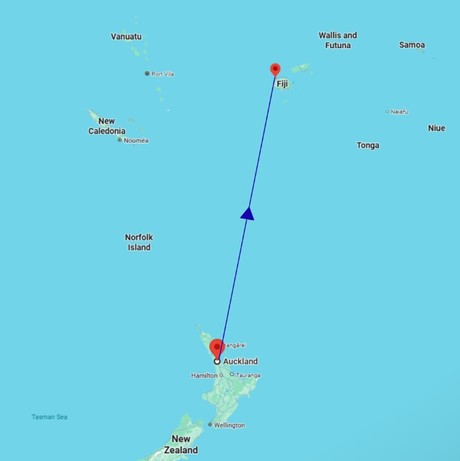 Map for Ocean Voyage - Auckland to Lautoka