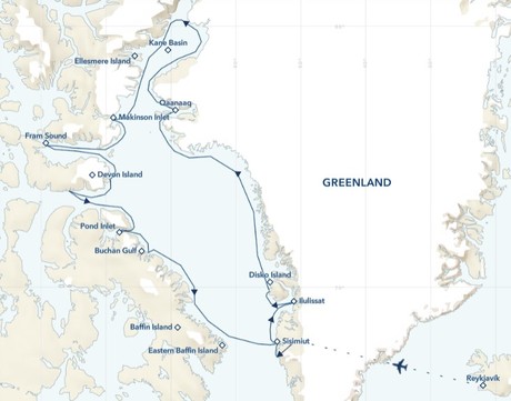 Map for High Arctic Archipelago: Canada and Greenland Expedition