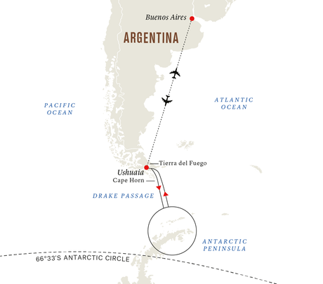 Map for Highlights of Antarctica aboard MS Roald Amundsen