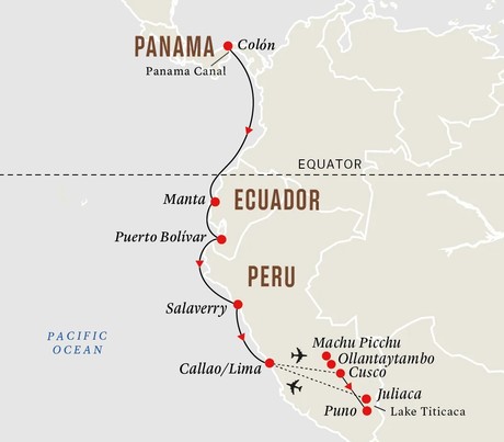 Map for Highlights of South America – Land and Sea Expedition