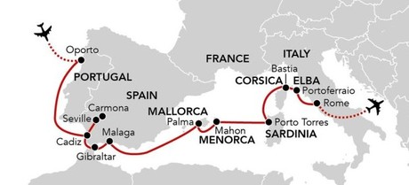 Map for Iberia & Islands of the Mediterranean - A Voyage from Oporto to Rome