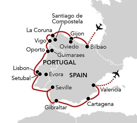 Map for Iberian Coastal Odyssey - A Voyage from Bilbao to Valencia