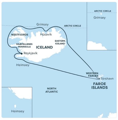 Map for Iceland & the Faroe Islands: Islands Born of Fire and Sea