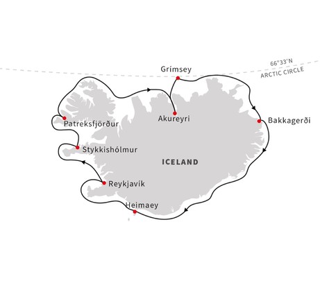 Map for Iceland – Circumnavigating Iceland: The Land of Elves, Sagas and Volcanoes