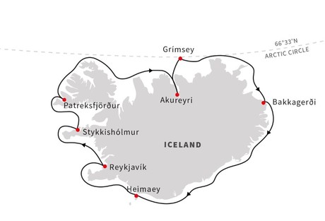 Map for  Circumnavigating Iceland - The Land of Elves, Sagas and Volcanoes aboard the Fram