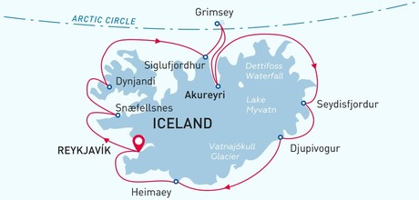 Map for Iceland Circumnavigation Expedition Cruise