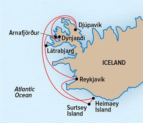 Map for Wild Iceland Escape aboard Brand New Small Ship
