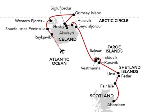 Map for Iceland, Faroes & the Shetland Islands