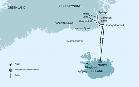 Map for East Greenland Scoresby Sund - Basecamp