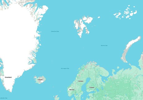 Map for Cruise from Iceland to Svalbard