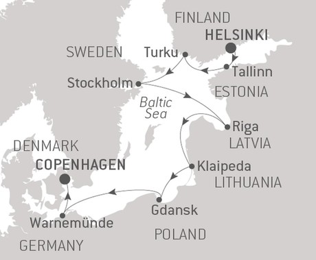 Map for Iconic Capitals & Towns of the Baltic with Ponant