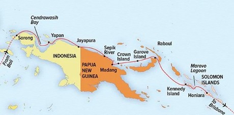 Map for Iconic Melanesia: New Guinea, Sepik River & the Solomon Islands
