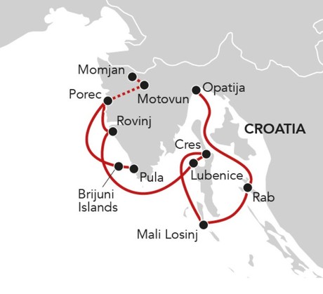 Map for Idyllic Istria aboard Queen Eleganza