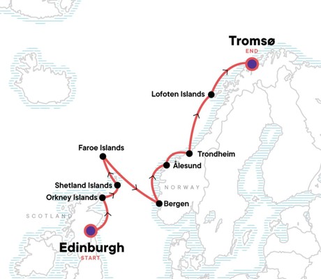Map for In the Wake of the Vikings: Orkney, Shetland & the Faroe Islands