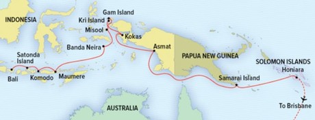 Map for Exploring Indonesia: Bali, Raja Ampat & Papua New Guinea