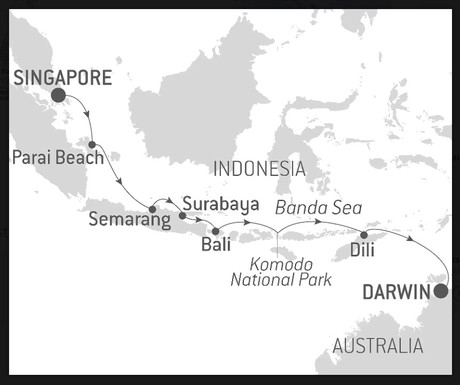 Map for Indonesia’s Sacred Temples and Natural Sanctuaries Luxury Cruise
