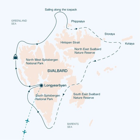 Map for In-Depth Svalbard Cruise