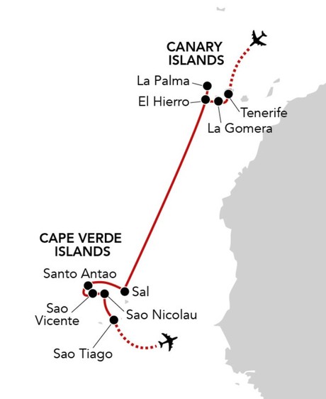 Map for Island Hopping in the Canary & Cape Verde Islands