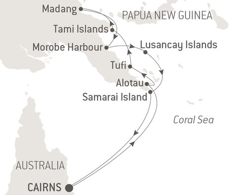 Map for Islands and Cultures of Papua New Guinea with Ponant