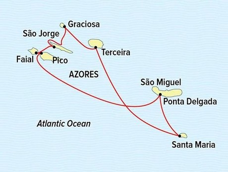 Map for Islands of the Azores: Fado Music to Fin Whales