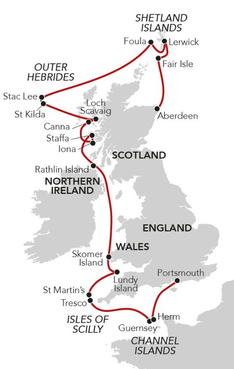 Map for Islands on the Edge - England, Wales, Northern Ireland and Scotland Cruise