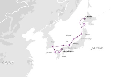 Map for Japan and Korea Cruise: Cultural Shores and Northern Landscapes
