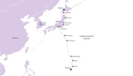 Map for Japan and Pacific Islands Boutique Small Ship Cruise
