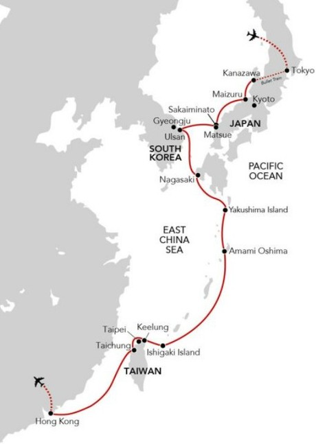 Map for Passage through the East China Sea