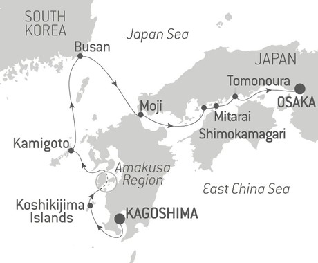 Map for Japan, Natural Archipelago and Secular Heritage Luxury Cruise