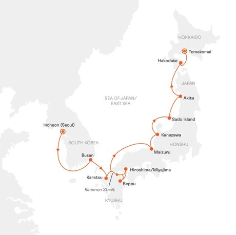 Map for Unknown Japan and South Korea: a Meeting of Opposites