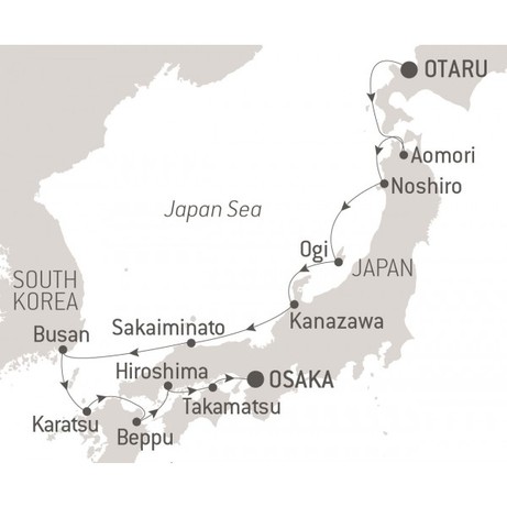 Map for Japanese Shores with Ponant aboard Le Soleal