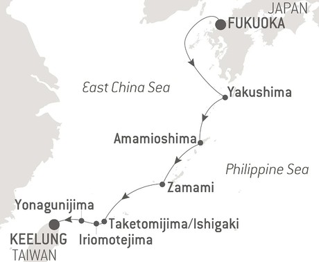 Map for Japanese Subtropical Islands Luxury Cruise