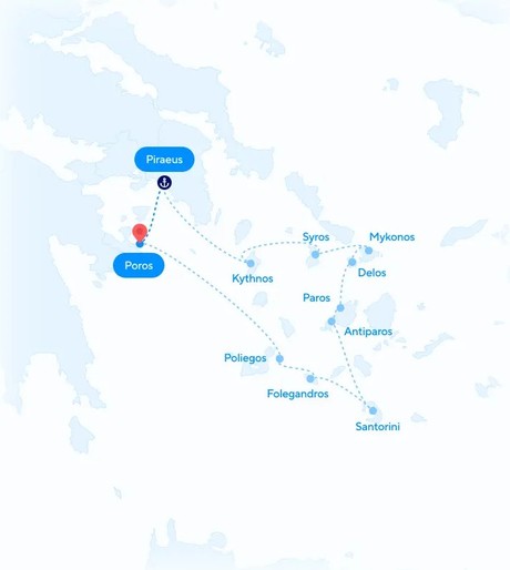 Map for Jewels Of The Cyclades - Greek Islands Cruise