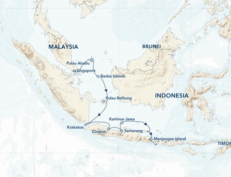 Map for Jewels of the Java Sea: An Exploration Between Bali and Singapore