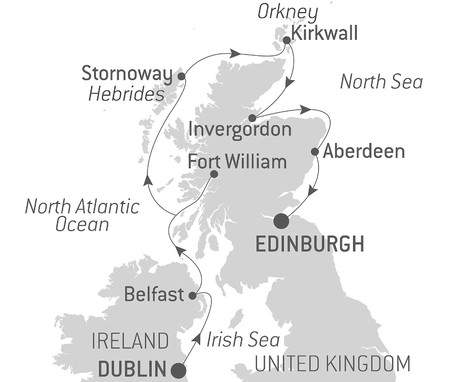 Map for Journey along Celtic Shores
