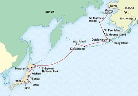 Map for A Journey from Nome to Tokyo: Ring of Fire to Ainu Culture