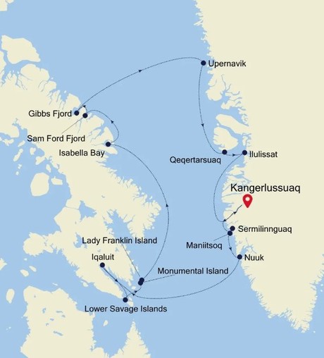 Map for Kangerlussuaq to Kangerlussuaq