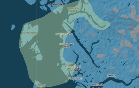 Map for Khutzeymateen - British Columbia Cruise