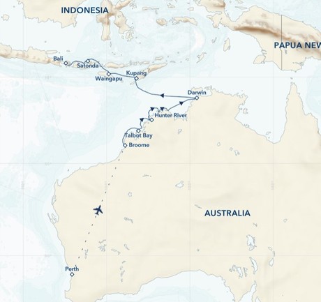 Map for Kimberley Expedition: Northwest Australia & Indonesia