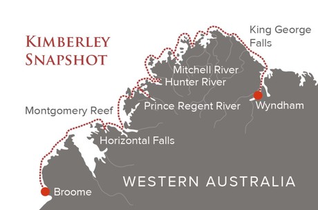 Map for Kimberley Snapshot Cruise