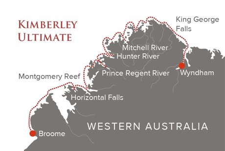 Map for Kimberley Ultimate 14 Day Australia Cruise
