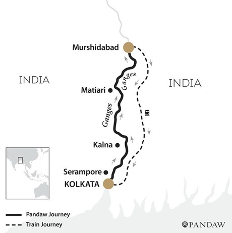 Map for Kolkata to Murshidabad Short India River Cruise