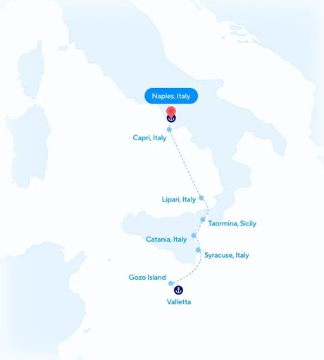 Map for La Dolce Vita - From Naples to Valletta, Malta