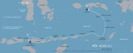 Map for Indonesia - Flores (Labuan Bajo) to Spice Islands Cruise