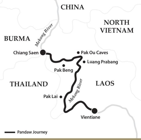 Map for The Laos Mekong - Upstream (Laos Pandaw)